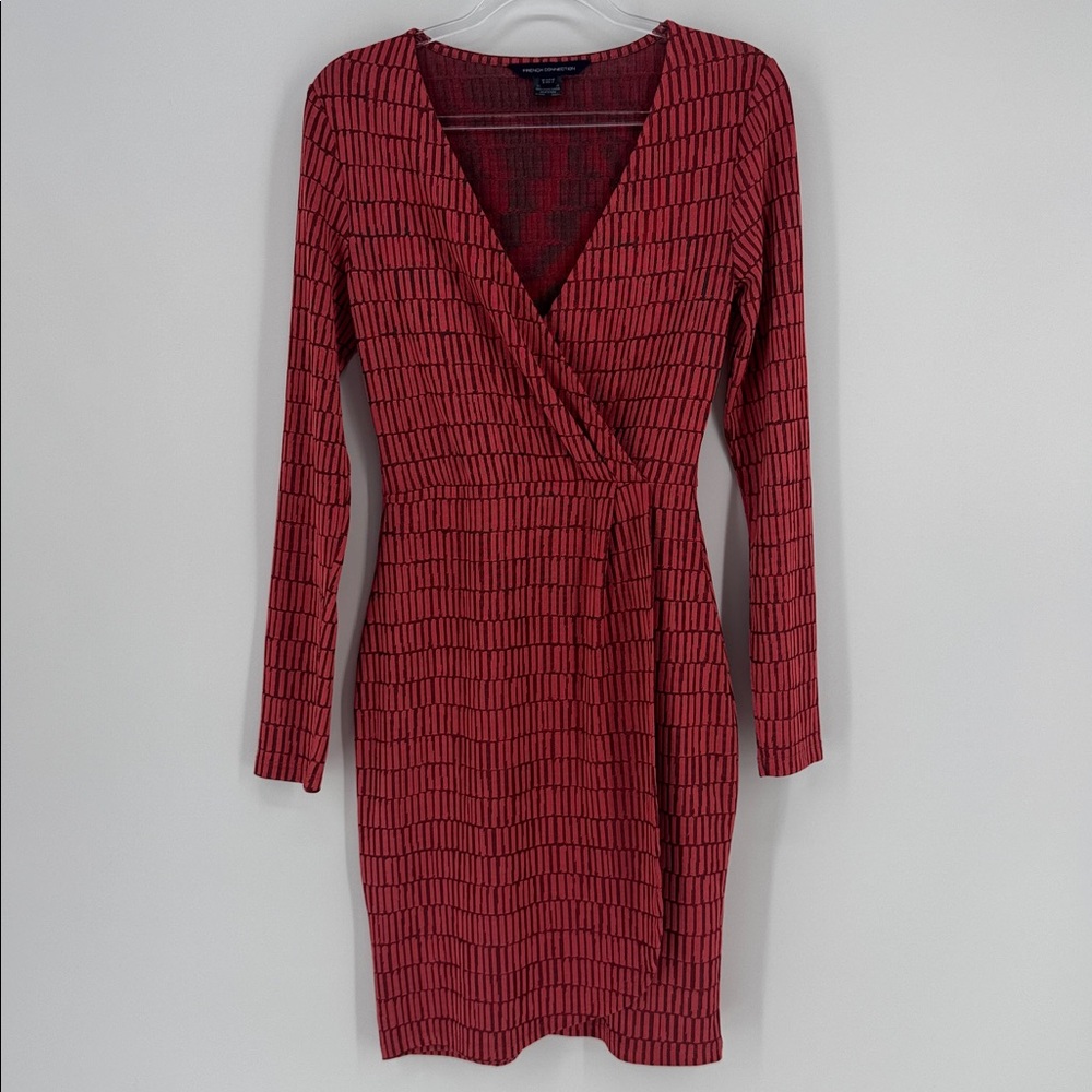 French Connection Linear Jaquard Wrap Mini Dress, Size 2